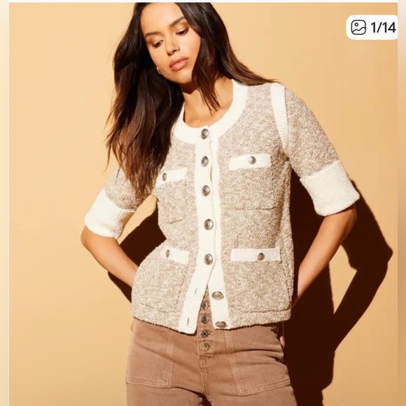 Veronica Beard Kaufman Knit Tweed Jacket Short Sleeve Corporate Preppy Ladylike - Picture 4 of 14